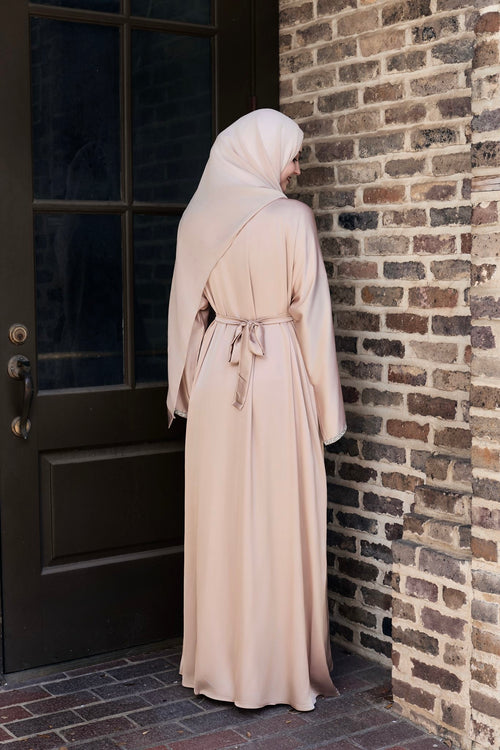 Beige Embellished Abaya