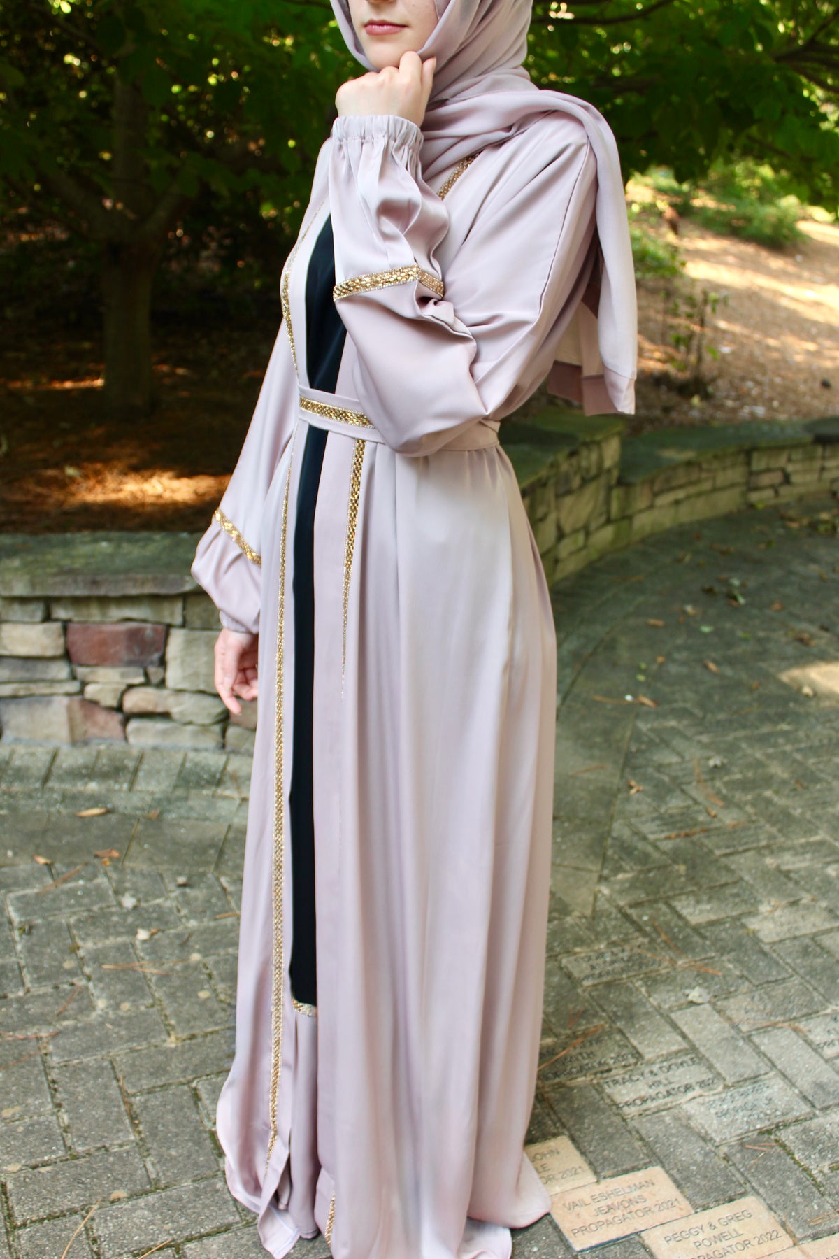 2 Tone Mauve Beige Abaya